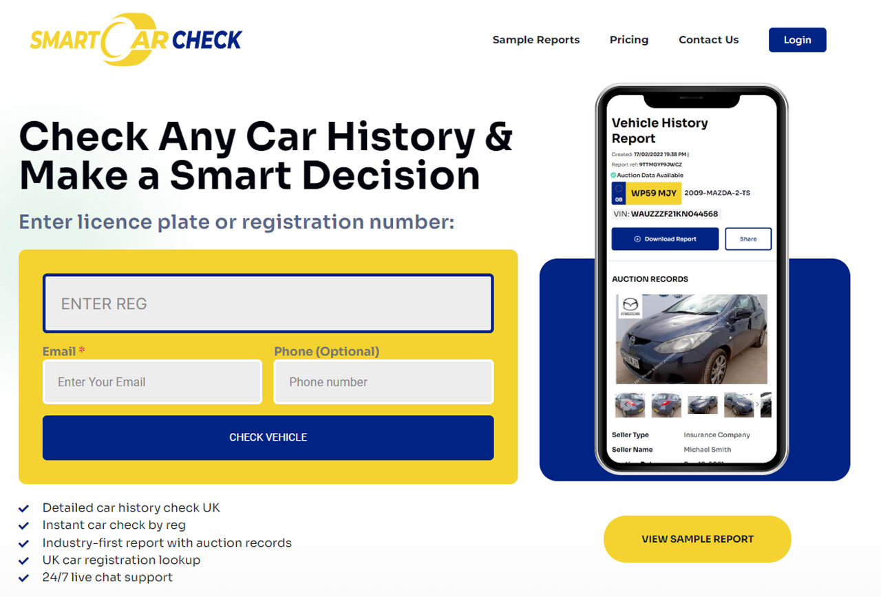 Smart Car Check Homepage